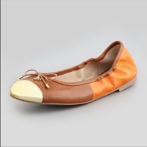Fairleigh gold Cap Toe Ballerina Flats bow cute